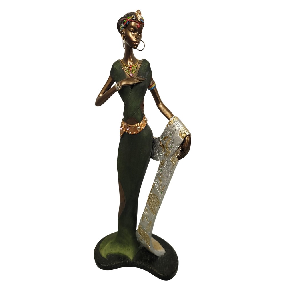 Vintage Santini African Tribal Woman Figurine Statue Italy Style 12.75" EUC